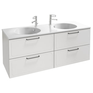 Meuble double vasque 140 cm Odéon Rive Gauche 4 tiroirs blanc