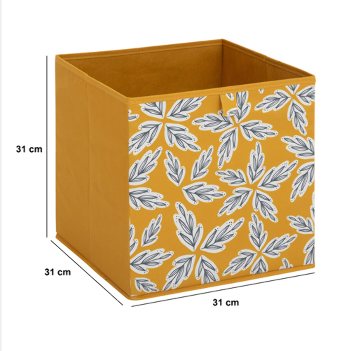 Boîte de rangement "Mix  n  Modul" motif folia jaune 31x31cm