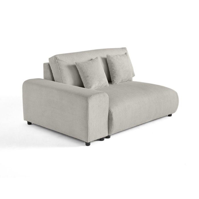 Garance - module d'assise 2 places avec accoudoir gauche - en velours côtelé - Gris clair