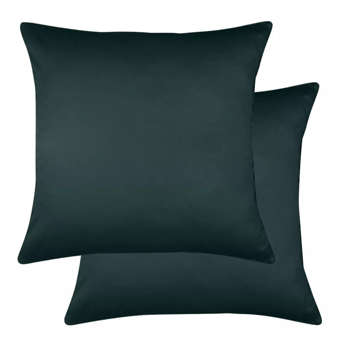 Lot de 2 taies satin de coton 115 g/m² uni canard Ava uni vert anglais