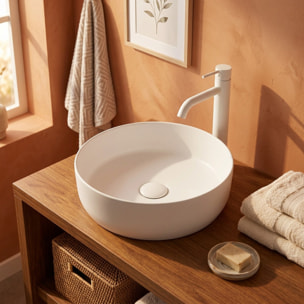 Vasque à poser ronde diamètre 39 cm - blanc mat - sans trop-plein - SAT Infinitio