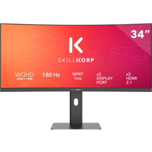 Ecran PC Gamer SKILLKORP M34 PROGRESS 34" Incurvé 1500R UWQHD 180Hz Fast VA HDMI 2.1 AMD FreeSync