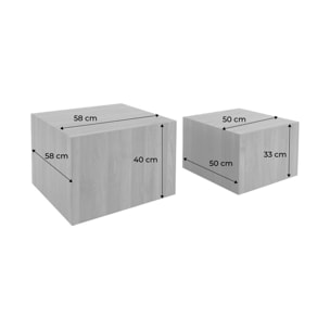 Lot de 2 tables basses rondes effet noyer. Ø58 x H 40cm / Ø50 x H 33cm SYLVA