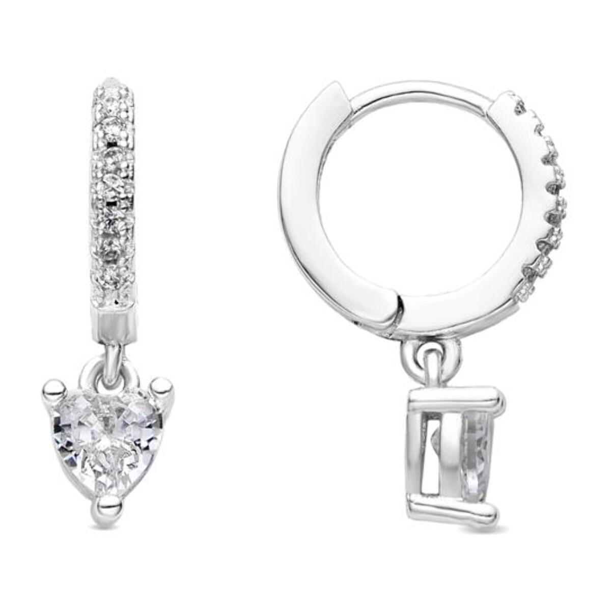 Pendientes acabado plata y Circonita Brillante