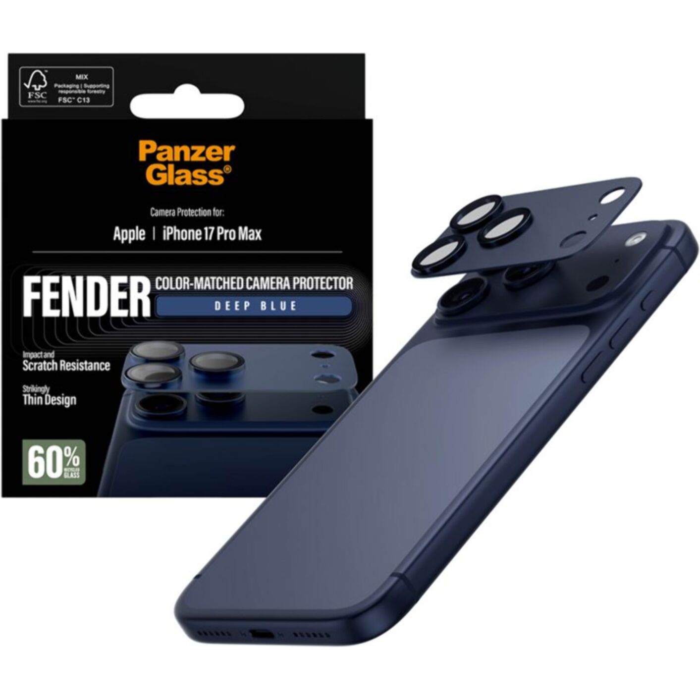 Protège objectif PANZERGLASS iPhone 17 Pro Max protège obj Bleu int