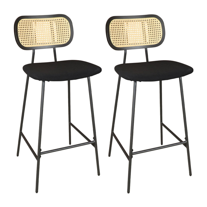 Lot de 2 chaises de bar en bois et velours noir NOSARA