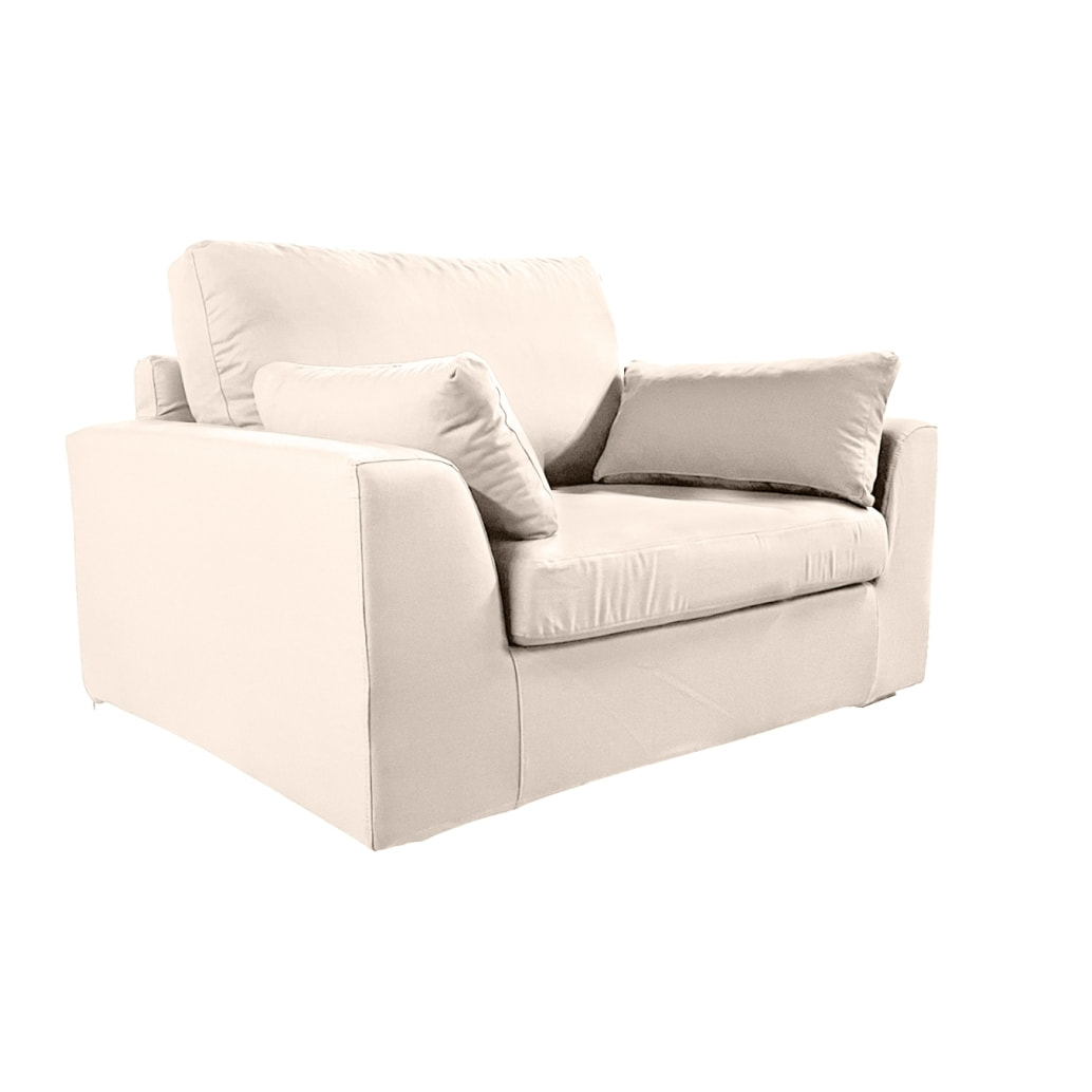 Fauteuil XL TRESSIN 145 cm fixe tissu coton Écru - 100% déhoussable - Fab. France