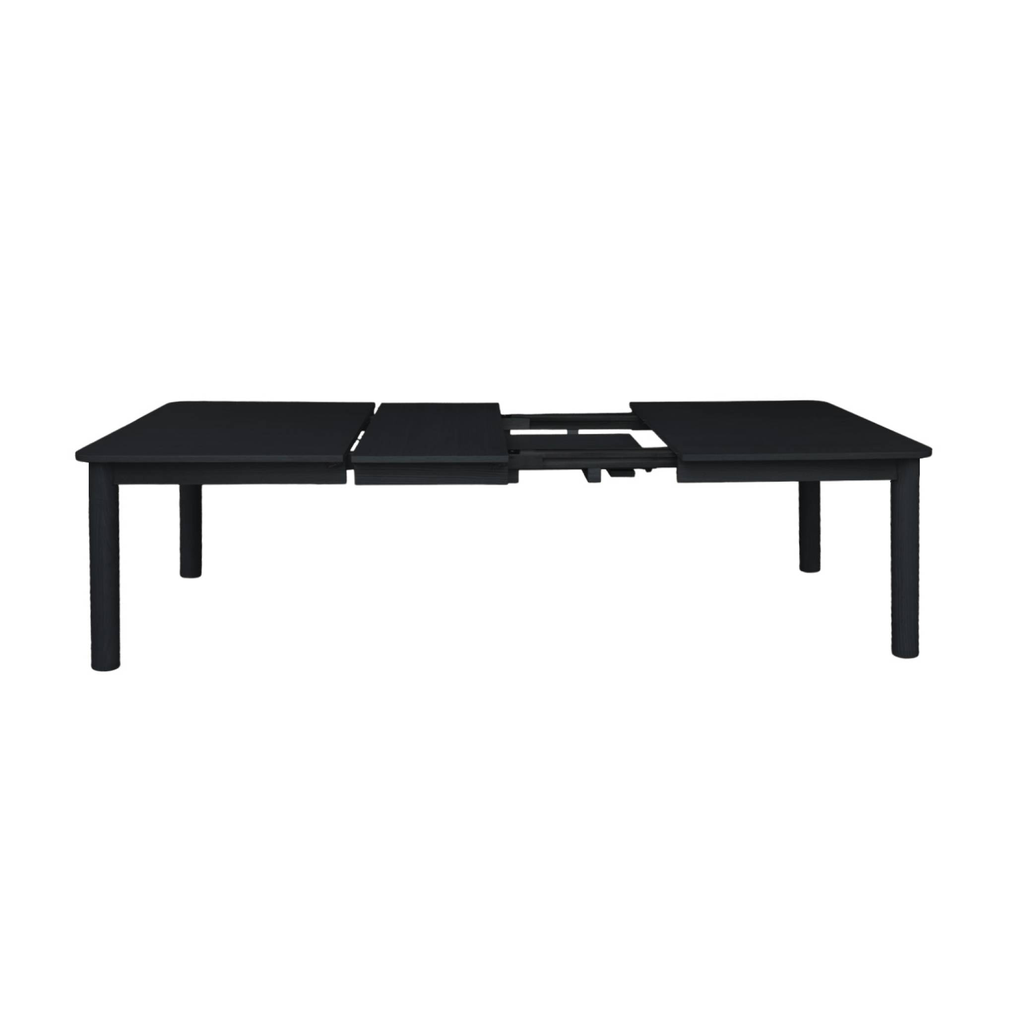Table à manger rectangulaire extensible bois d'hévéa et placage chêne noir 6 à 10 places - 170-270cm - Solene