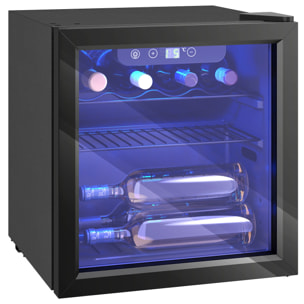 Vinoteca 12 Botellas, Nevera para Vinos con Capacidad de 36 L, Temperatura Ajustable 4-16℃, Puerta de Vidrio, Luz LED, Pantalla Táctil Digital, para Bebidas, Negro