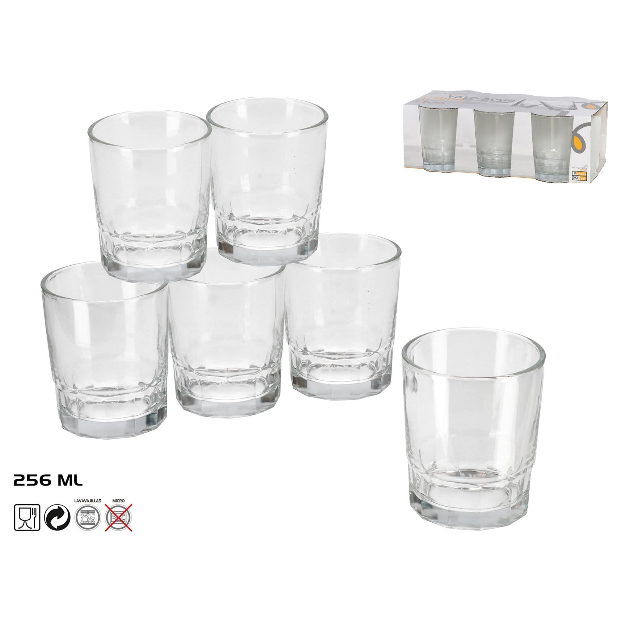 Set de 6 Vasos de Agua Lisbon de Cristal 256 ml