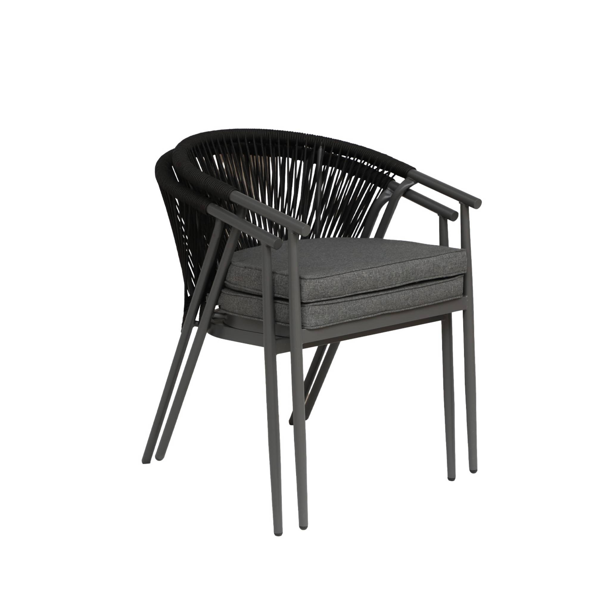 Fauteuil de jardin empilable acier et cordes (lot de 2) LIORA