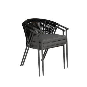 Fauteuil de jardin empilable acier et cordes (lot de 2) LIORA