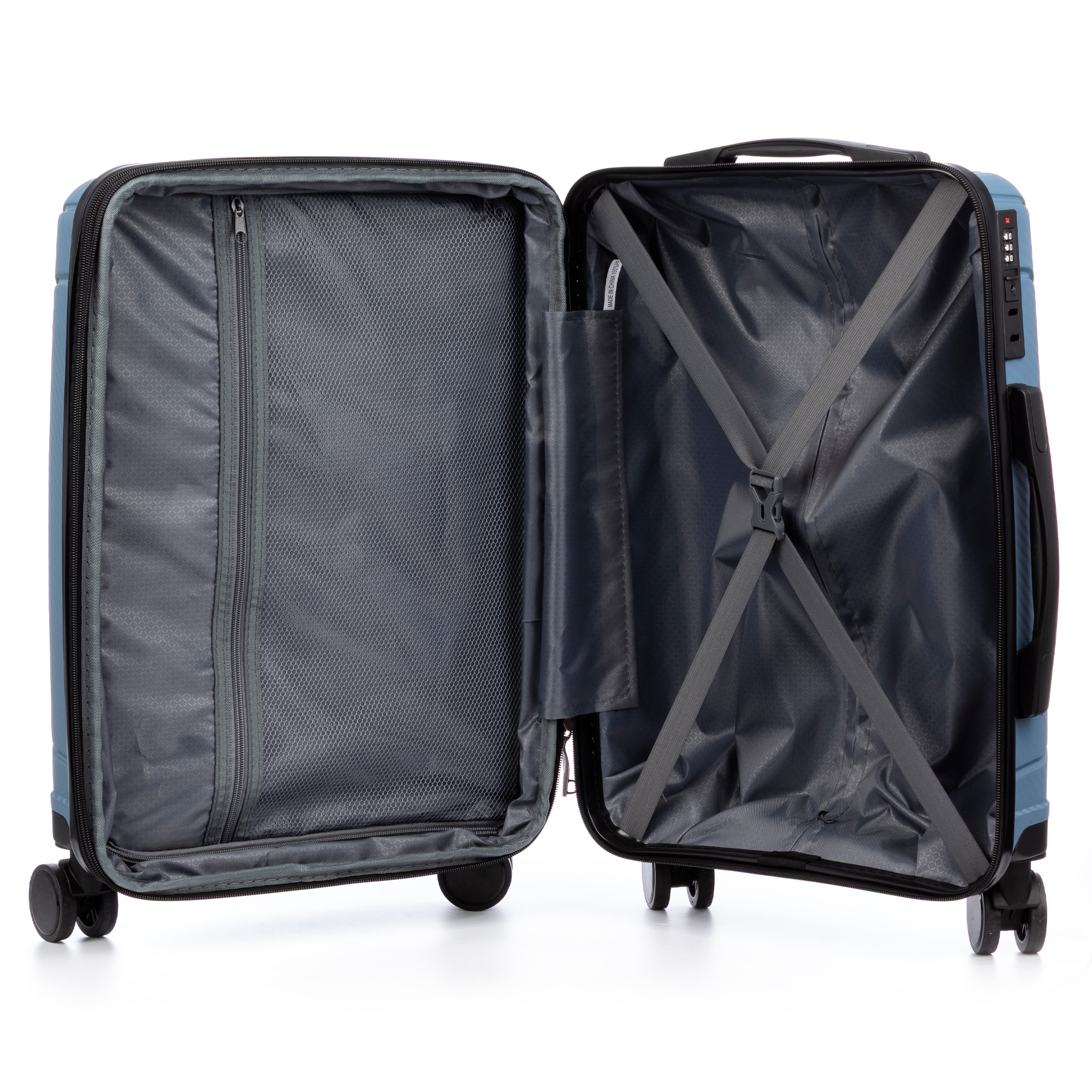 Juego de 3 maletas trolley expandibles de PP resistente a la rotura. Cerradura TSA numérica, 4 ruedas dobles giratorias 360°.