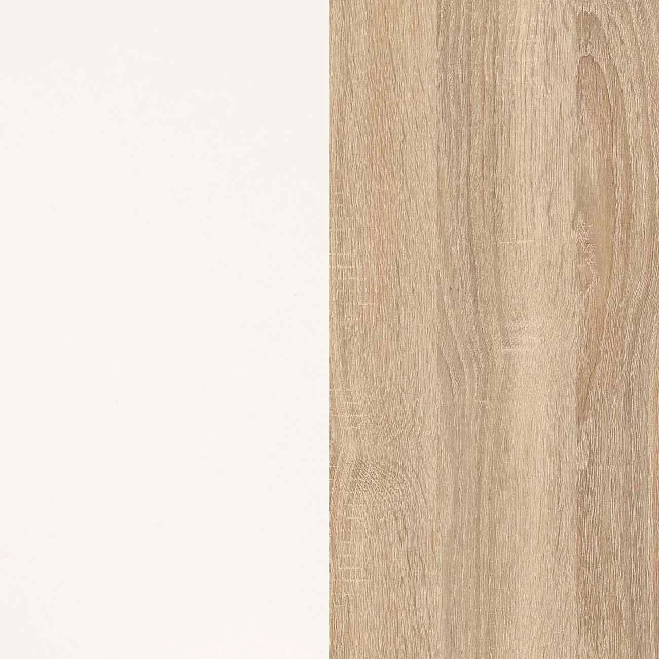 Mesa de escritorio con estantería Cosmic en blanco artik roble canadian 120 x 144 cm Blanco Artik (Blanco Mate) - Roble Canadian