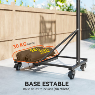 Canasta de Baloncesto para Exterior, Altura Ajustable 235-305 cm, Canasta de Baloncesto Portátil con Tablero Irrompible 110 cm, Ruedas y Saco de Peso, para Adolescentes y Adultos, Negro