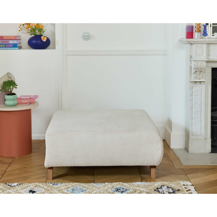 Cristal - pouf modulable - 95 cm - en velours texturé - Beige
