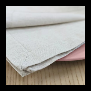 Serviette lin & coton lavé brodé beige Brise d'ete naturel