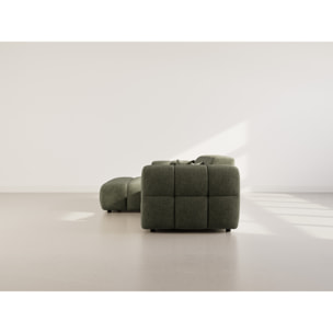 Mini Ray - Canapé d'angle gauche 4 places en tissu texturé - Vert Kaki
