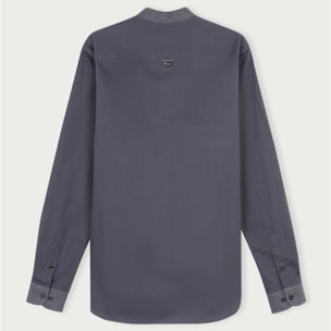 Camicia Uomo Coreano Slim Armaturato Fantasia Grigio Scuro/Nero