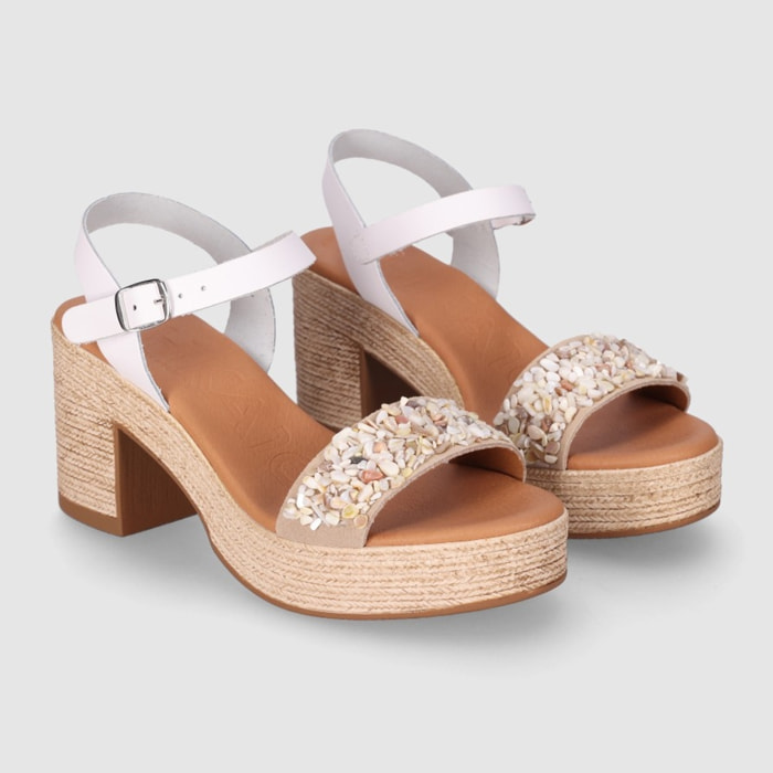 Sandalias de Piel - Blanco - Tacón: 5 cm