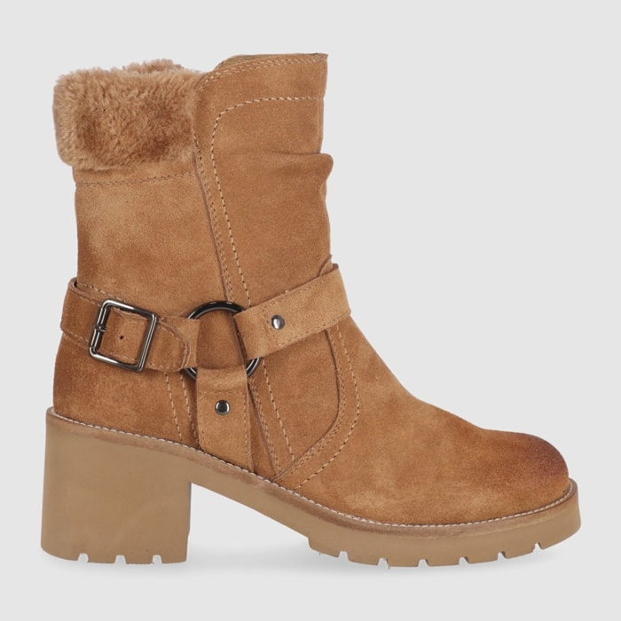 Botines de Serraje - Cuero - Tacón: 6 cm