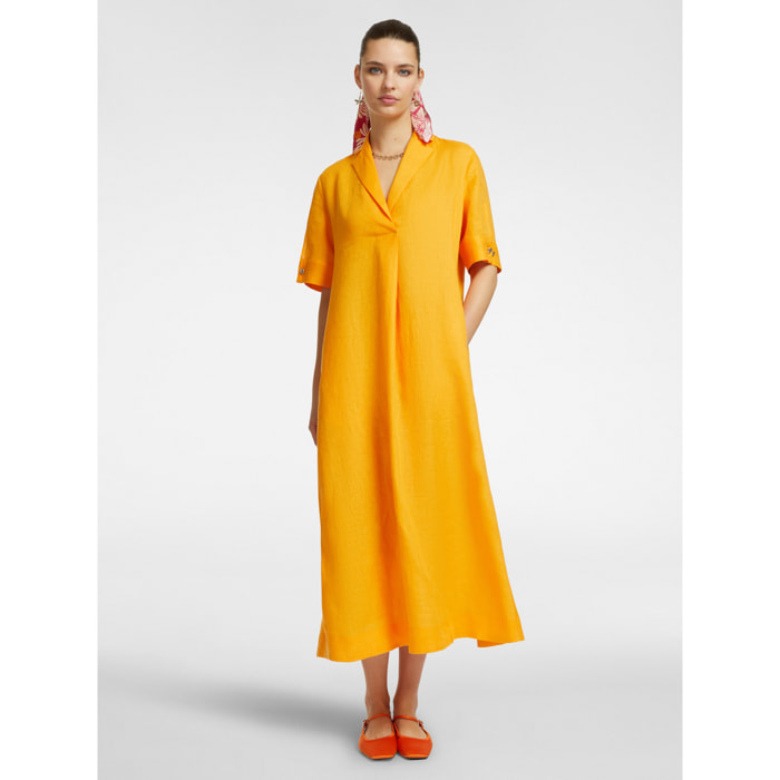 Elena Mirò - Vestido evasé de lino - Amarillo