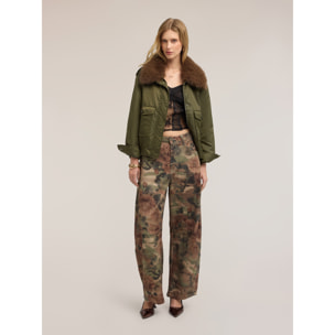 Motivi - Bomber in nylon con collo removibile - Verde militare