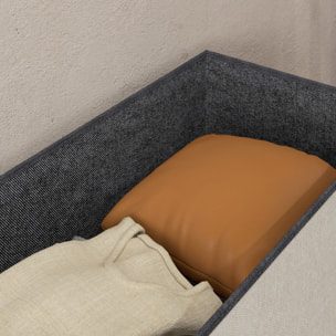 Puff Almacenaje, Banco Almacenaje Plegable, 84 L, 76x38x38 cm, Tapizado en Lino Sintético, Baúl de Almacenamiento, Carga 120 kg, Taburete para Sala de Estar, Dormitorio, Entrada, Crema