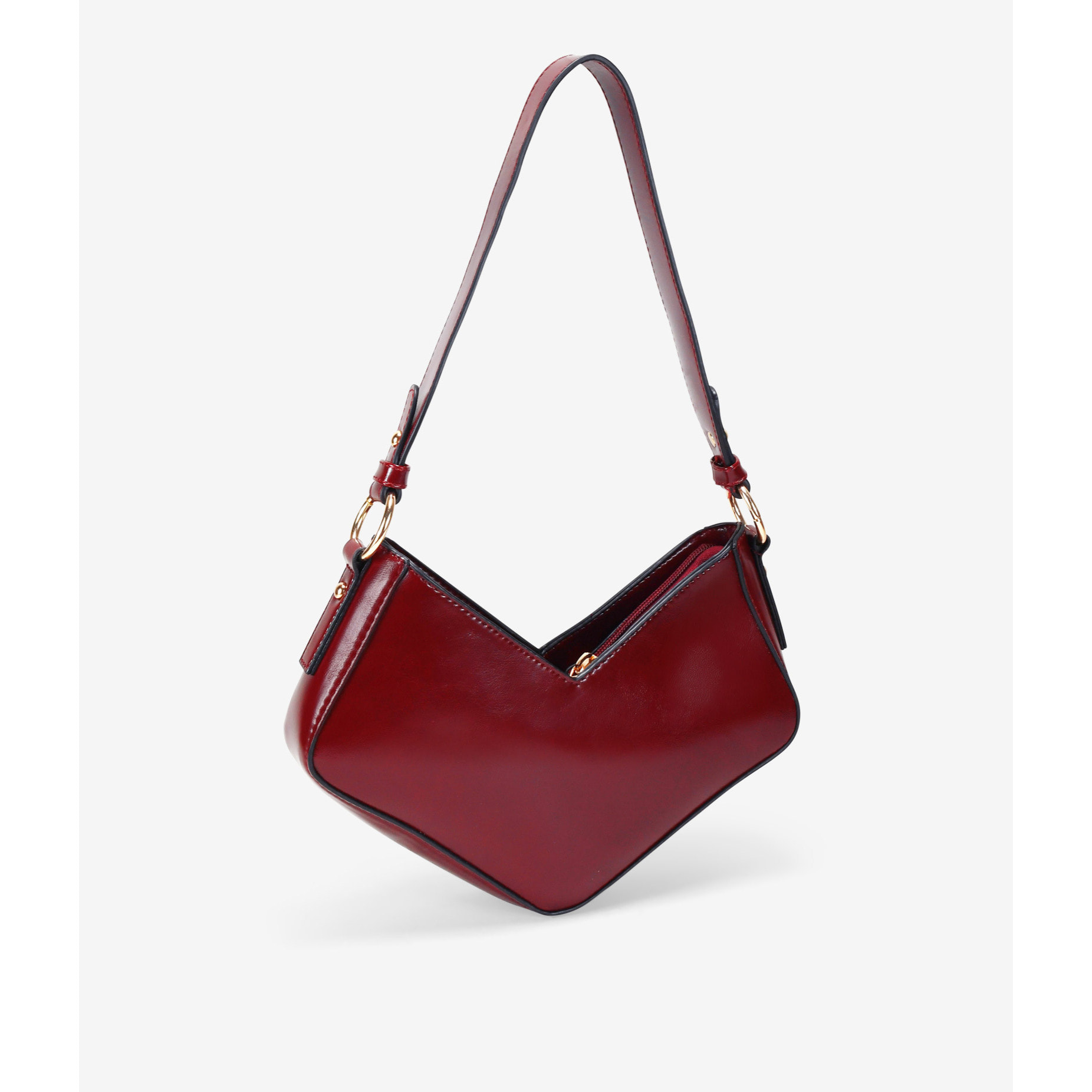 Bolso de hombro rojo asimétrico