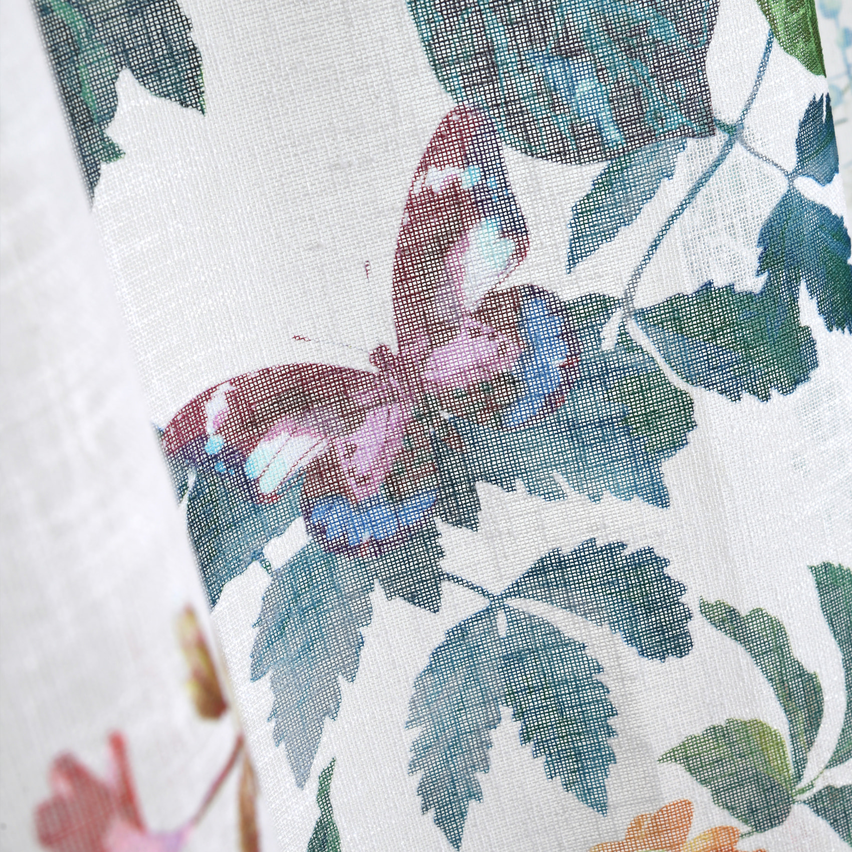 Voilage feuillage et oiseau - Vert foncé