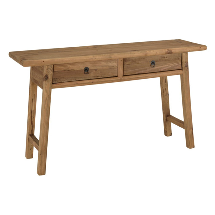 SANDY - Console 2 tiroirs bois pin recyclé