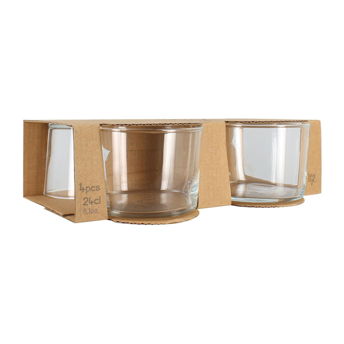 Lot de 4 gobelets bonita 24cl en verre transparent forme basse