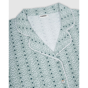Pigiama lungo camicia in cotone a righe zuberi indaco