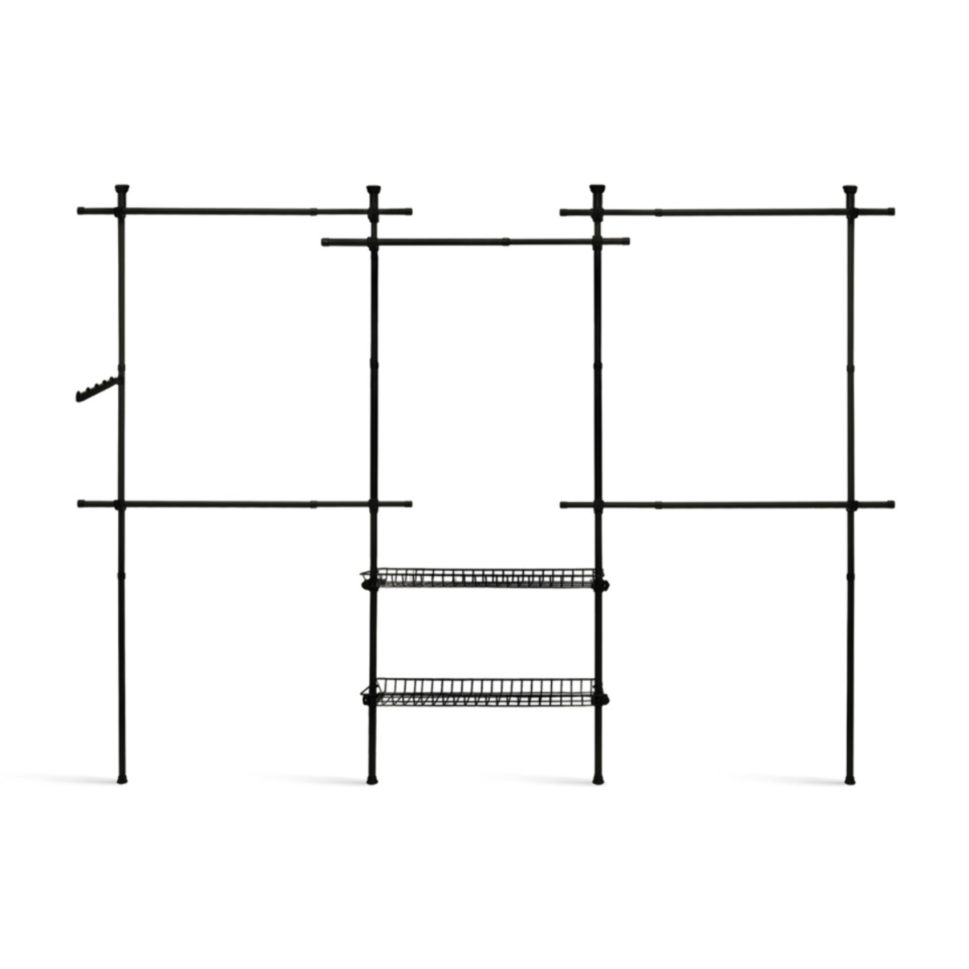 Penderie télescopique double avec rangements intégrés H278cm