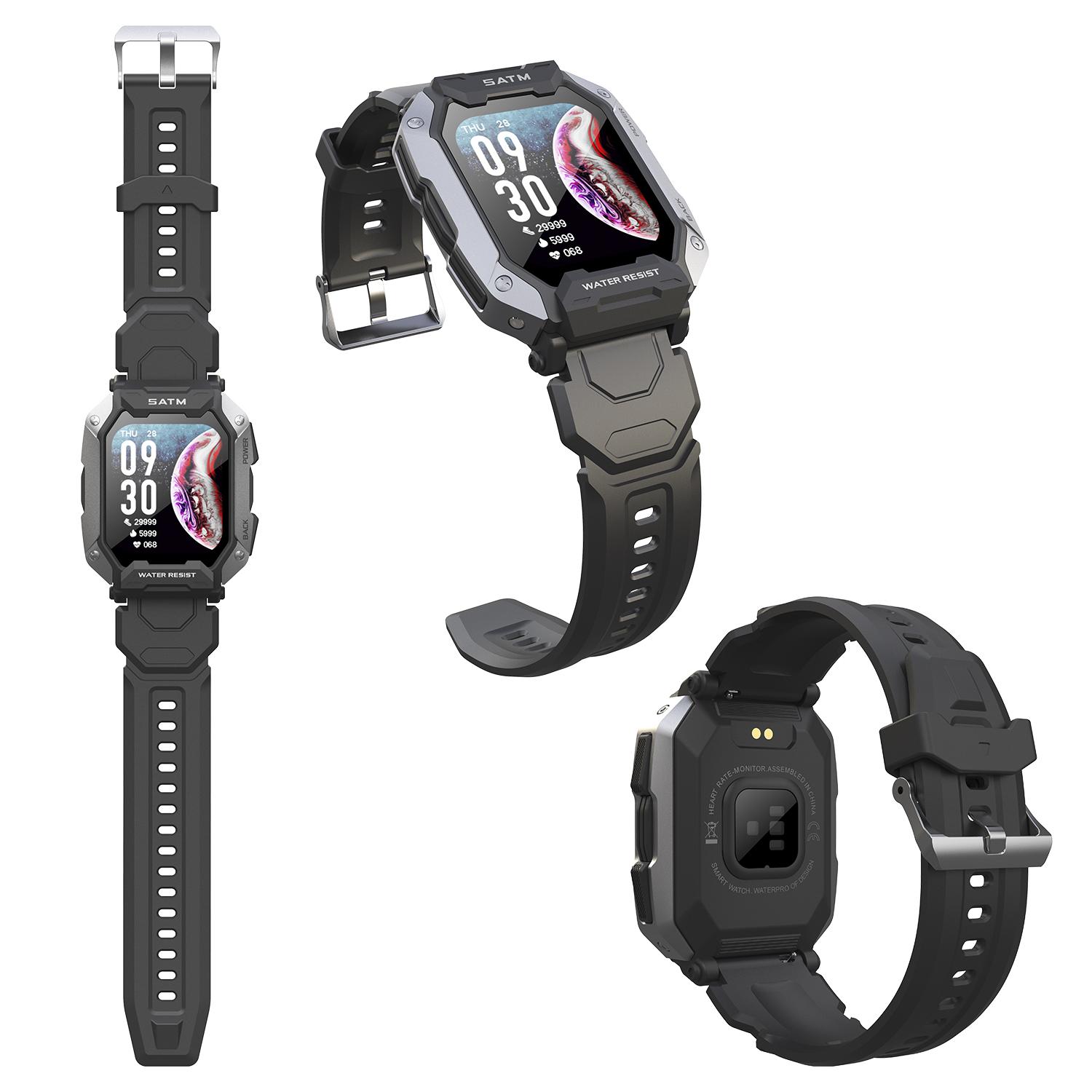 Smartwatch sommergibile C20, schermo da 1,7 pollici e 24 modalità sportive. Monitoraggio cardiaco e O2.