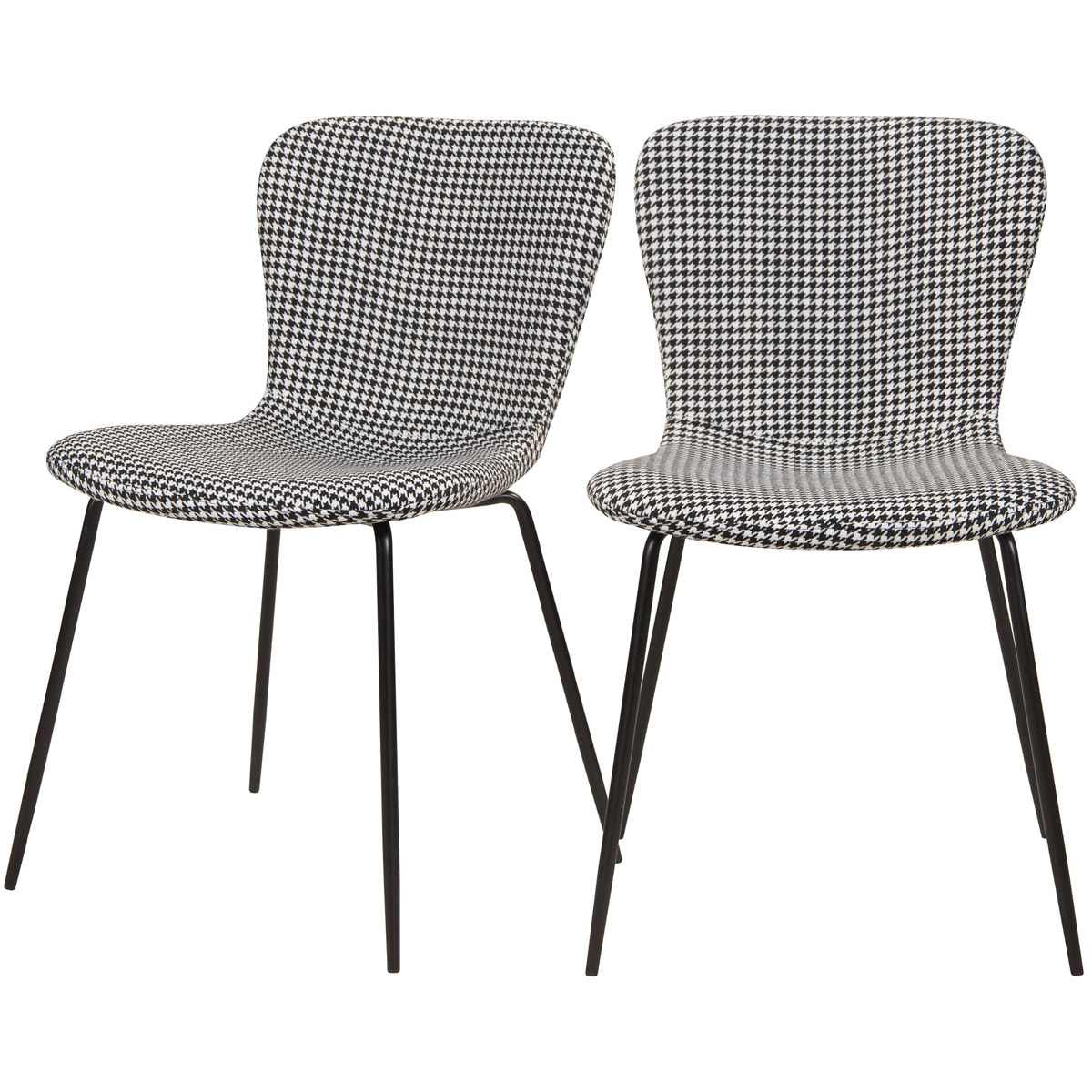 Lot de 2 chaises à motifs pied-de-poule et pieds en métal - Koko