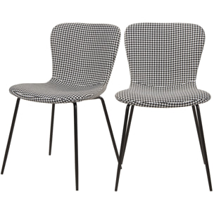 Lot de 2 chaises à motifs pied-de-poule et pieds en métal - Koko