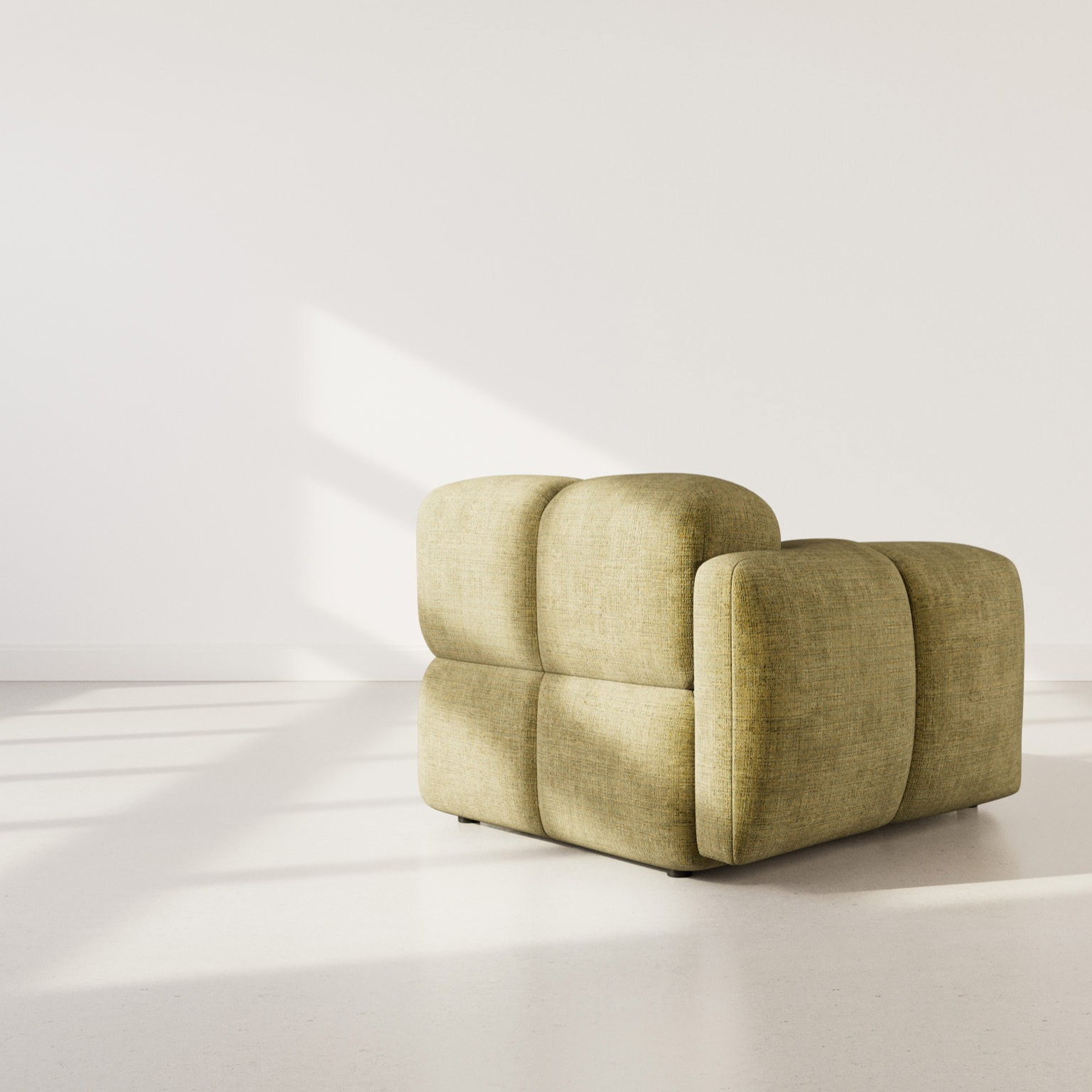 Grace - module d'assise gauche en velours texturé - Vert Olive