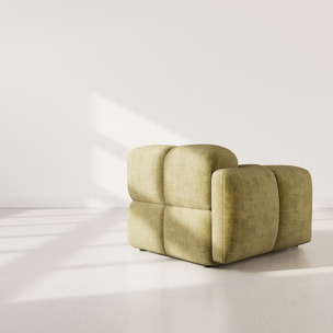 Grace - module d'assise gauche en velours texturé - Vert Olive