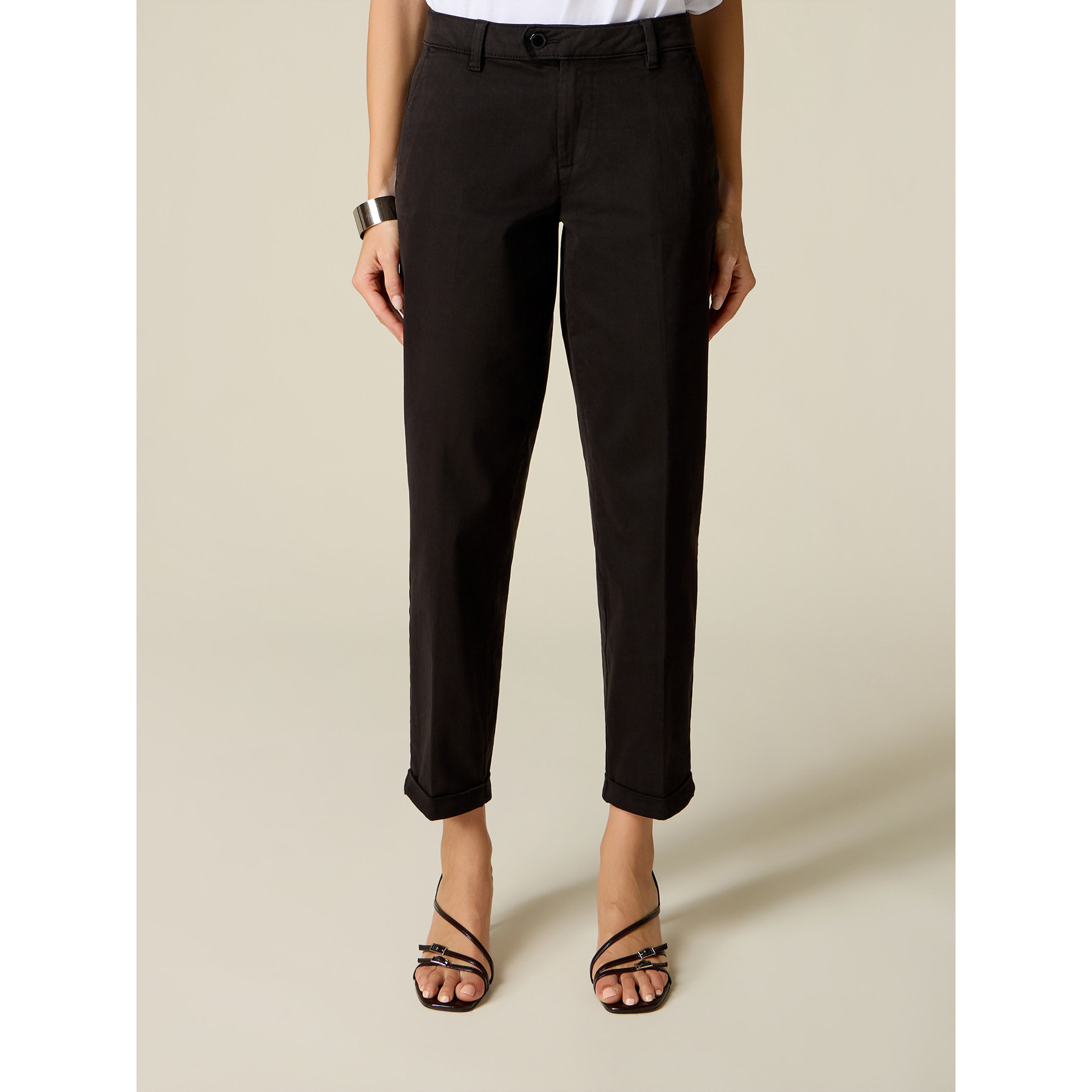 Oltre - Pantaloni chinos misto cotone - Nero