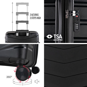 Juego De Maletas Rígidas Pp Jaslen Varese Negro