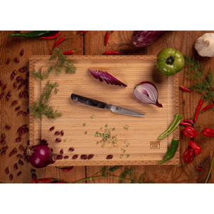 Set Hashi Damas de Base Deluxe: 2 cuchillos (de pelar 9cm + santoku 18cm) + set de afilado grano 180/800 + afiladora