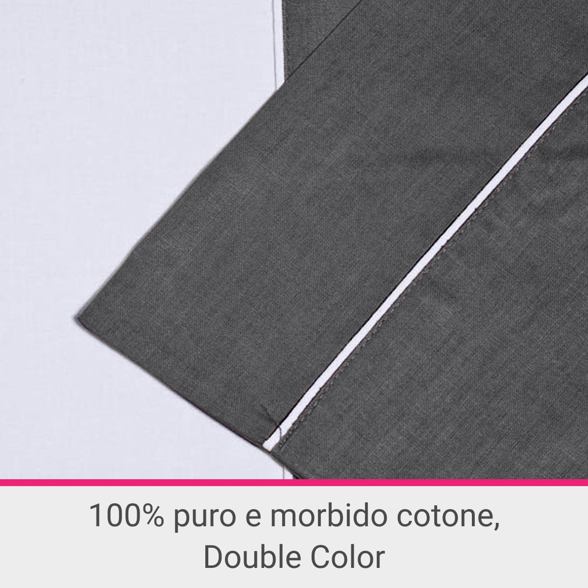 Parure Copripiumino Double-Color IPERSAN Puro Cotone Grigio/Bianco