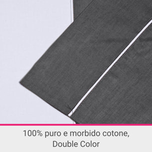 Parure Copripiumino Double-Color IPERSAN Puro Cotone Grigio/Bianco