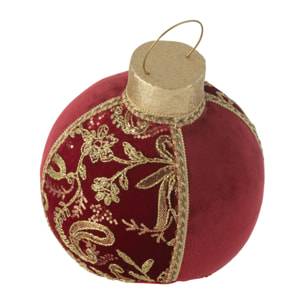 J-Line boule de Noël Motifs - polyfoam/textile - rouge/or - medium
