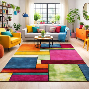 Tapis coloré Tuho aux motifs géométriques