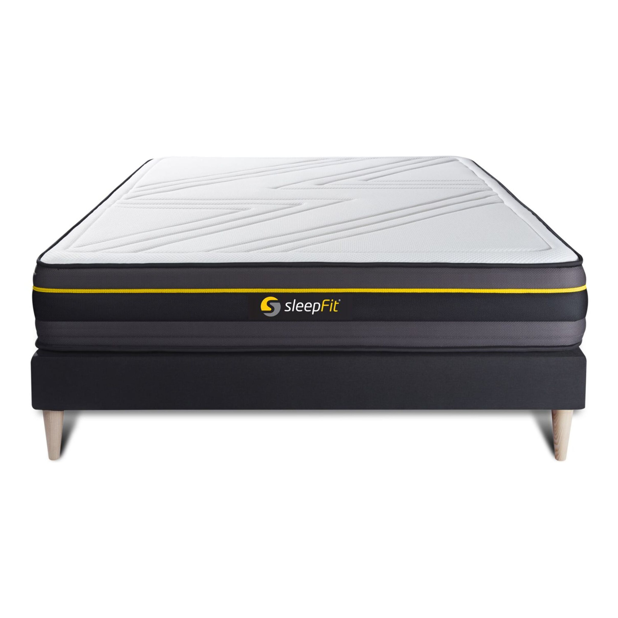 Somier+Colchón Espuma viscoelástica - Kit de base de cama - Negro - Active