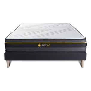 Somier+Colchón Espuma viscoelástica - Kit de base de cama - Negro - Active