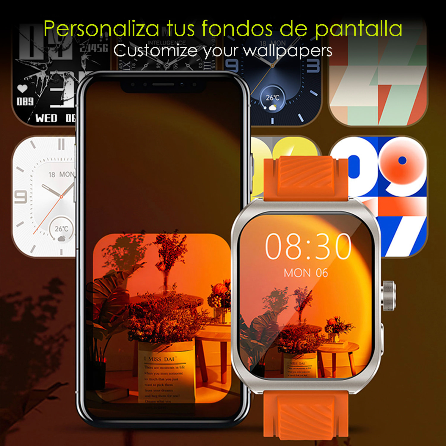 DAM Smartwatch Z88 Pro doble pulsera. Funciones outdoor, llamadas BT, notificaciones push. Funciones deportivas + salud. 5,2x1,2x4,1 Cm. Color: Naranja