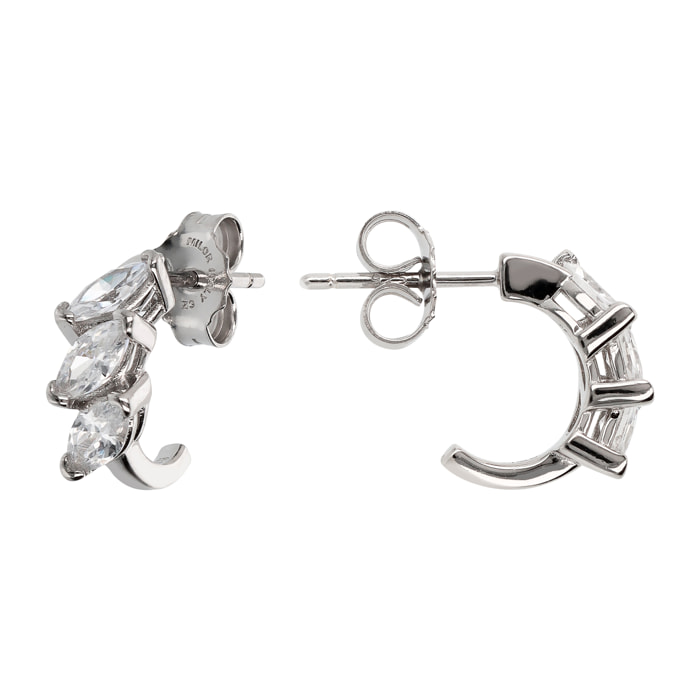 Orecchini a Lobo in Argento 925 con Cubic Zirconia Taglio Marquise